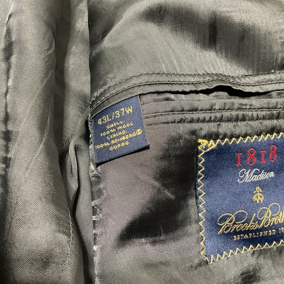 Brooks Brothers Madison Fit 1818 Wool 3 Button Suit Gray / Blue Pinstripe 43 L - Picture 13 of 14